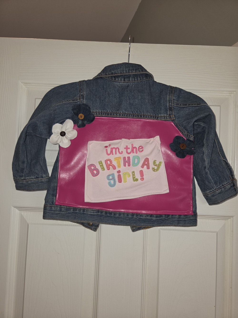 Upcycled Girls' Pink Accent Denim Jacket - Birthday Girl
